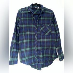 Urban Outfitters blue and green plaid button down shirt